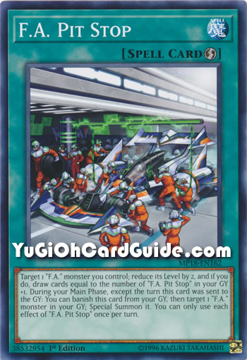 Yu-Gi-Oh Card: F.A. Pit Stop