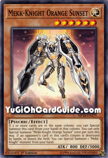 Yu-Gi-Oh Card: Mekk-Knight Orange Sunset