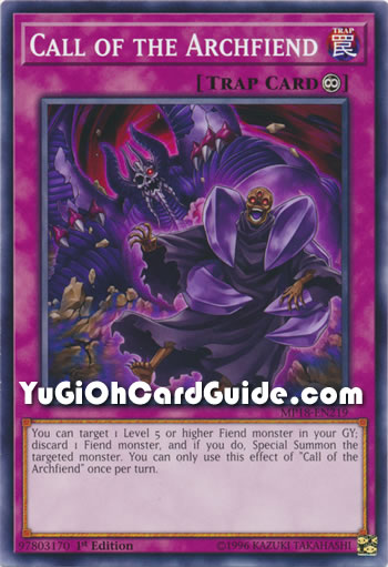Yu-Gi-Oh Card: Call of the Archfiend