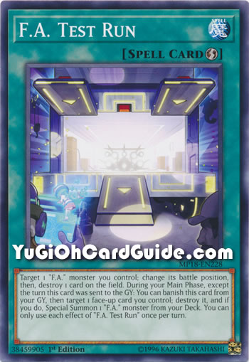 Yu-Gi-Oh Card: F.A. Test Run