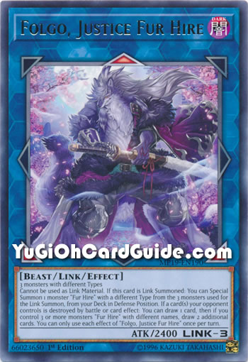 Yu-Gi-Oh Card: Folgo, Justice Fur Hire