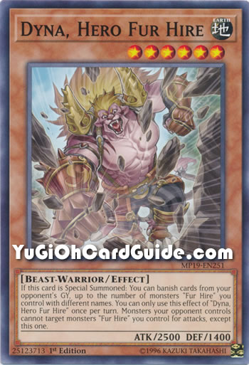 Yu-Gi-Oh Card: Dyna, Hero Fur Hire