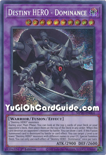 Yu-Gi-Oh Card: Destiny HERO - Dominance