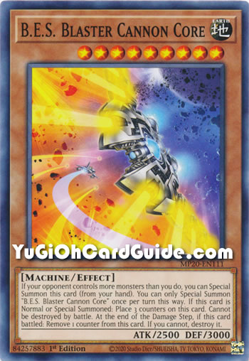 Yu-Gi-Oh Card: B.E.S. Blaster Cannon Core
