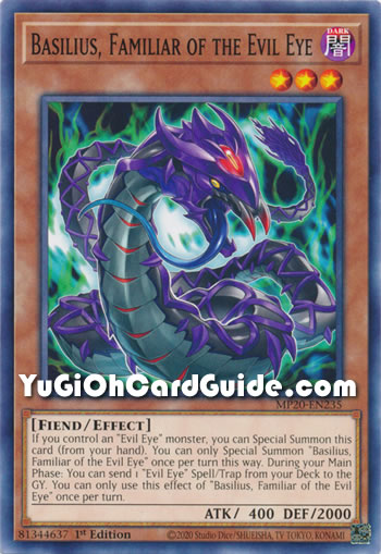 Yu-Gi-Oh Card: Basilius, Familiar of the Evil Eye