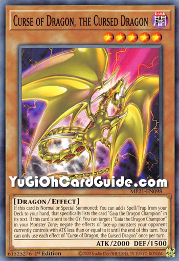 Yu-Gi-Oh Card: Curse of Dragon, the Cursed Dragon