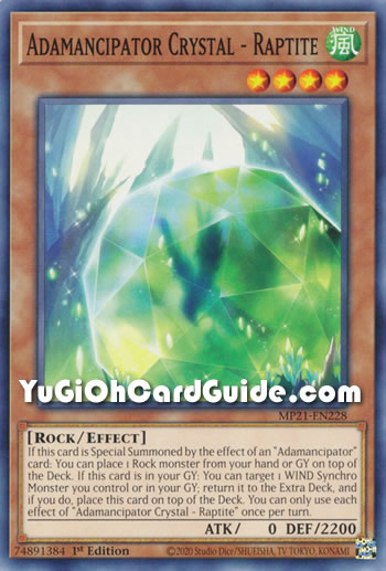 Yu-Gi-Oh Card: Adamancipator Crystal - Raptite