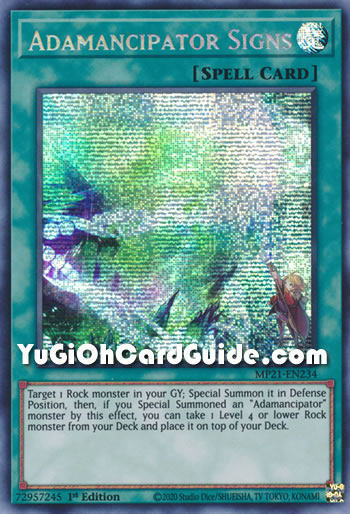 Yu-Gi-Oh Card: Adamancipator Signs