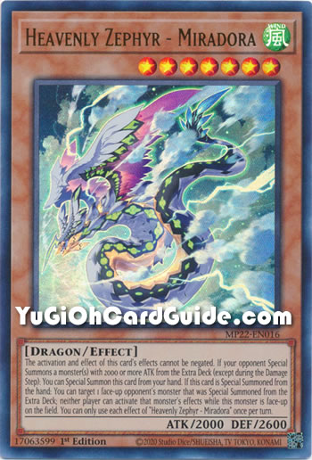 Yu-Gi-Oh Card: Heavenly Zephyr - Miradora