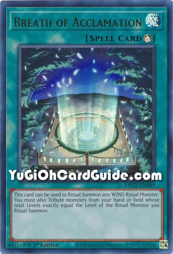 Yu-Gi-Oh Card: Breath of Acclamation