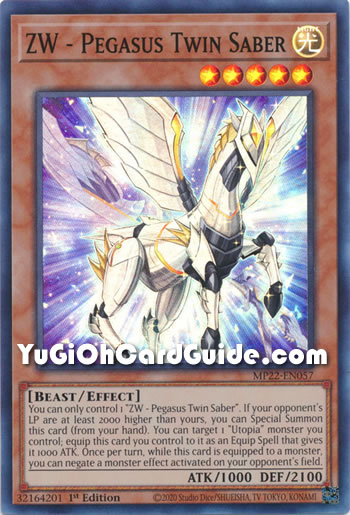 Yu-Gi-Oh Card: ZW - Pegasus Twin Saber