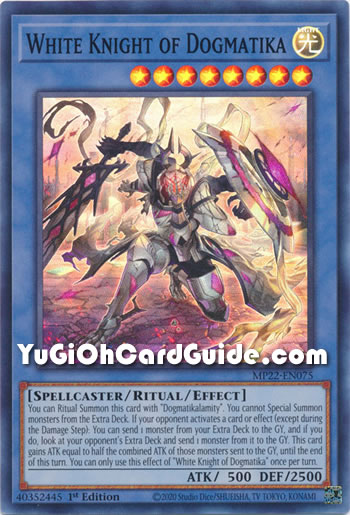 Yu-Gi-Oh Card: White Knight of Dogmatika