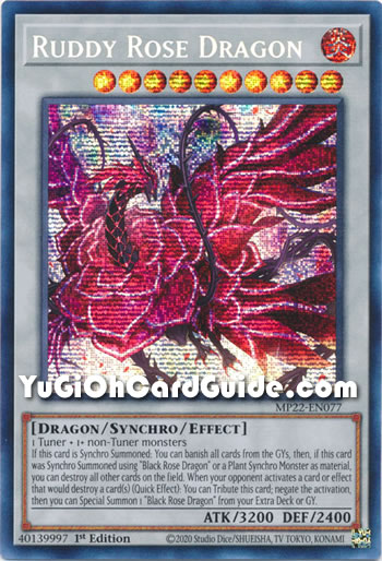 Yu-Gi-Oh Card: Ruddy Rose Dragon