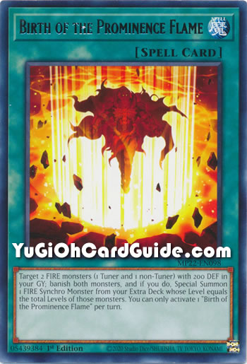 Yu-Gi-Oh Card: Birth of the Prominence Flame