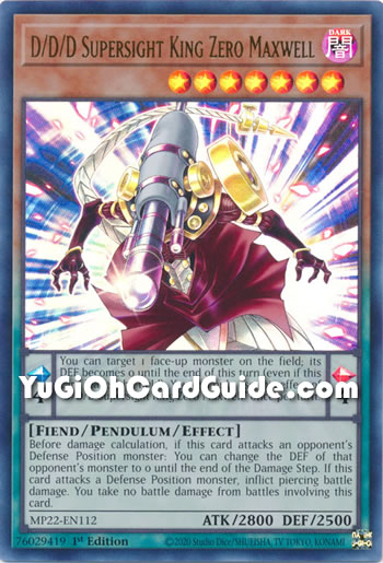 Yu-Gi-Oh Card: D/D/D Supersight King Zero Maxwell