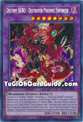 Yu-Gi-Oh Card: Destiny HERO - Destroyer Phoenix Enforcer