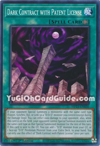 Yu-Gi-Oh Card: Dark Contract with Patent License