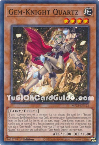 Yu-Gi-Oh Card: Gem-Knight Quartz