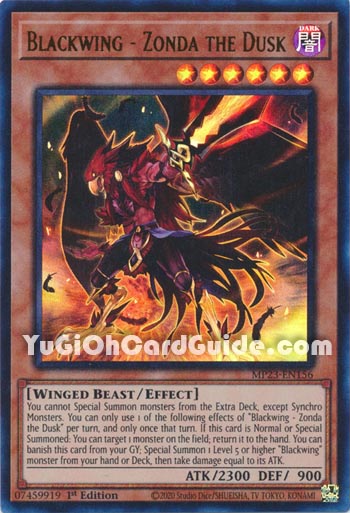 Yu-Gi-Oh Card: Blackwing - Zonda the Dusk