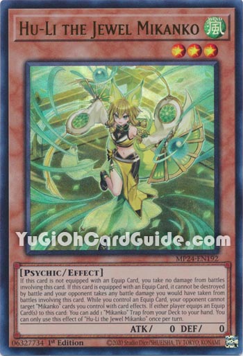 Yu-Gi-Oh Card: Hu-Li the Jewel Mikanko