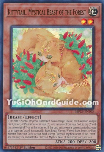 Yu-Gi-Oh Card: Kittytail, Mystical Beast of the Forest