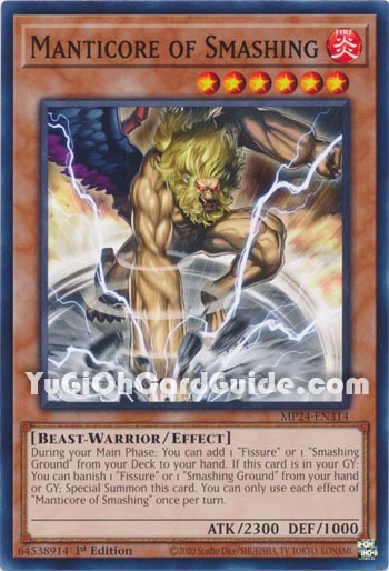 Yu-Gi-Oh Card: Manticore of Smashing