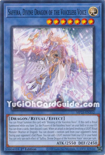 Yu-Gi-Oh Card: Saffira, Divine Dragon of the Voiceless Voice