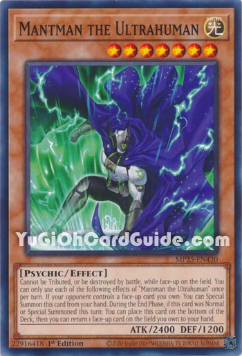Yu-Gi-Oh Card: Mantman the Ultrahuman