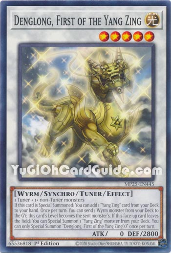 Yu-Gi-Oh Card: Denglong, First of the Yang Zing