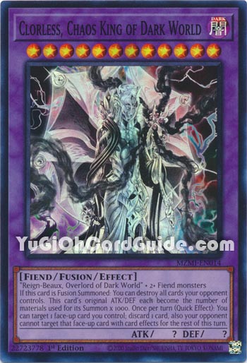 Yu-Gi-Oh Card: Clorless, Chaos King of Dark World