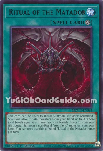 Yu-Gi-Oh Card: Ritual of the Matador