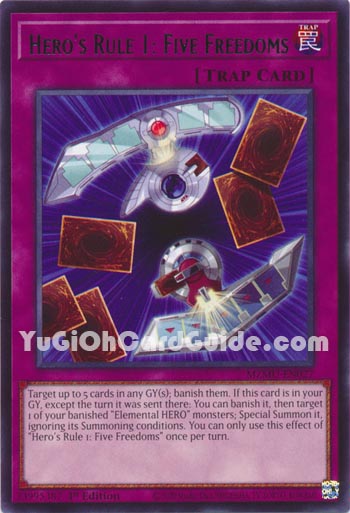 Yu-Gi-Oh Card: Hero's Rule 1: Five Freedoms