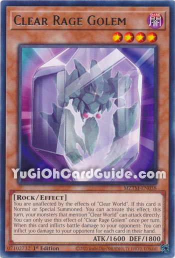 Yu-Gi-Oh Card: Clear Rage Golem