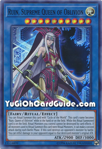 Yu-Gi-Oh Card: Ruin, Supreme Queen of Oblivion