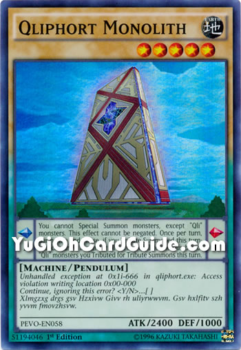 Yu-Gi-Oh Card: Qliphort Monolith