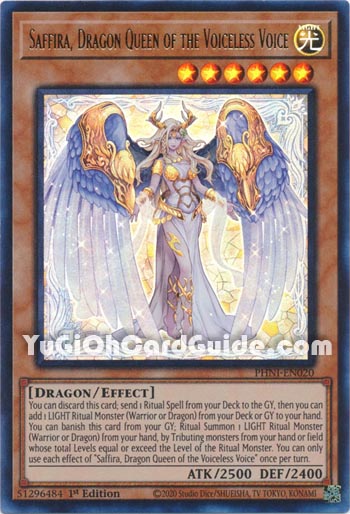 Yu-Gi-Oh Card: Saffira, Dragon Queen of the Voiceless Voice