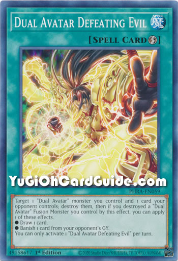 Yu-Gi-Oh Card: Dual Avatar Defeating Evil