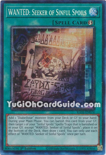 Yu-Gi-Oh Card: WANTED: Seeker of Sinful Spoils