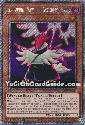 Yu-Gi-Oh Card: Blackwing - Vayu the Emblem of Honor