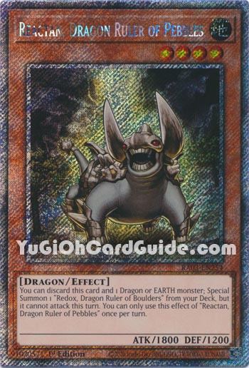 Yu-Gi-Oh Card: Reactan, Dragon Ruler of Pebbles