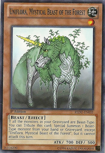 Yu-Gi-Oh Card: Uniflora, Mystical Beast of the Forest