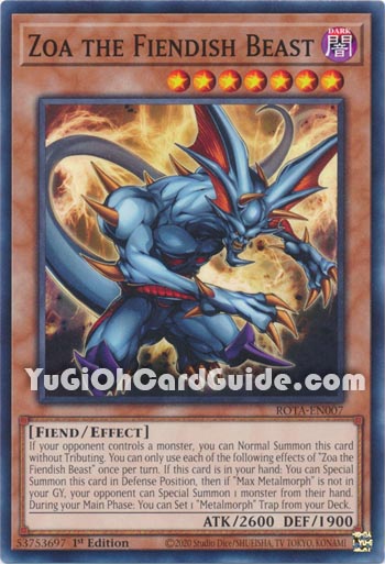 Yu-Gi-Oh Card: Zoa the Fiendish Beast