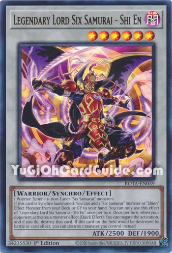 Yu-Gi-Oh Card: Legendary Lord Six Samurai - Shi En