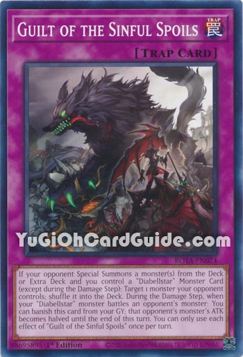 Yu-Gi-Oh Card: Guilt of the Sinful Spoils