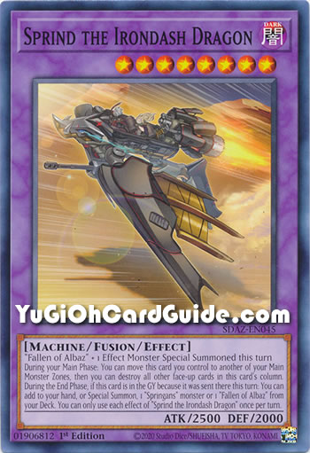 Yu-Gi-Oh Card: Sprind the Irondash Dragon
