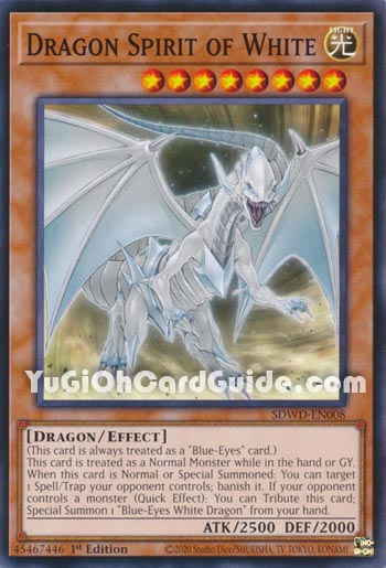 Yu-Gi-Oh Card: Dragon Spirit of White