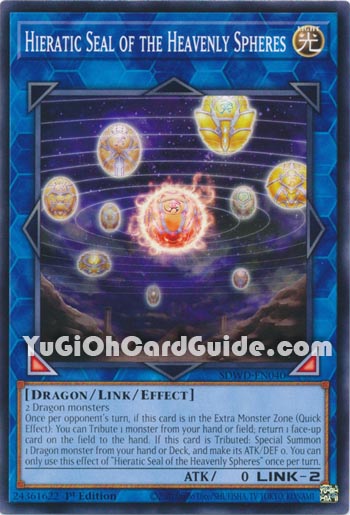 Yu-Gi-Oh Card: Hieratic Seal of the Heavenly Spheres