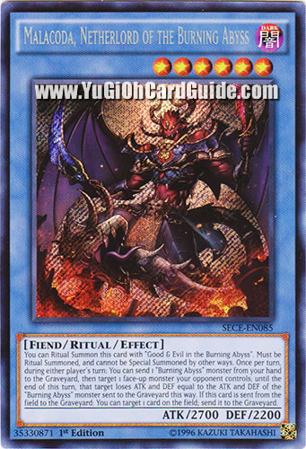 Yu-Gi-Oh Card: Malacoda, Netherlord of the Burning Abyss