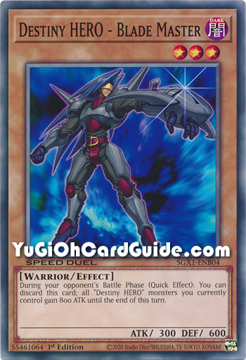Yu-Gi-Oh Card: Destiny HERO - Blade Master