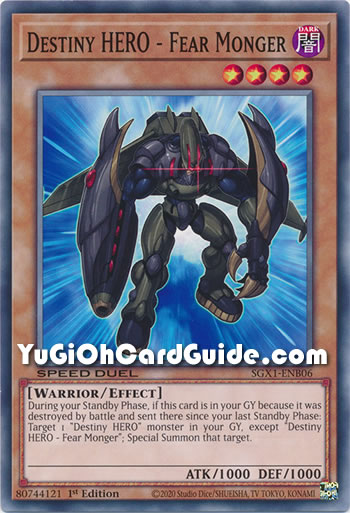 Yu-Gi-Oh Card: Destiny HERO - Fear Monger